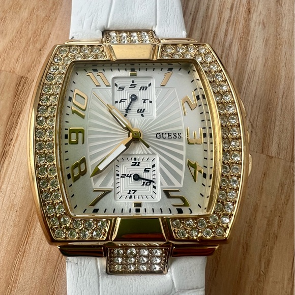Guess White Leather Dress Watch main image 1